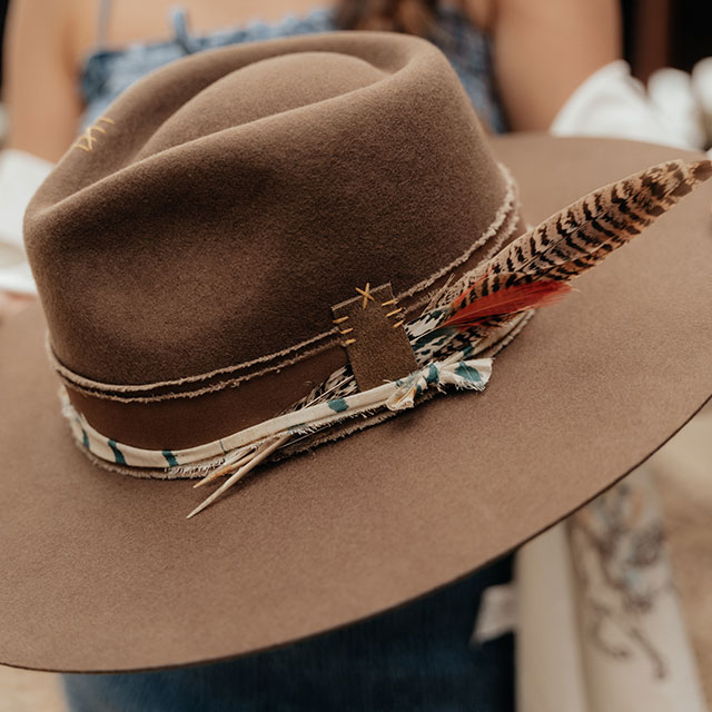 A close-up of a felt Cowboy hat.